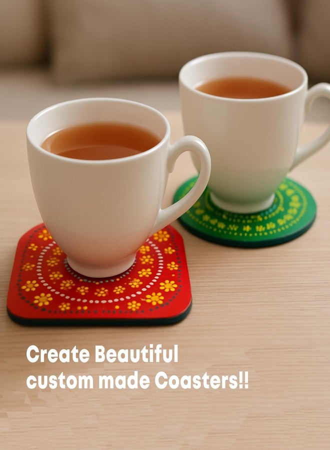 فلو مجموعة FLO Dot Art لرسم قواعد الأكواب للبنات | 8 قواعد أكواب من خشب MDF، قماش، ألوان، فرشاة وأدوات تنقيط | مجموعة فنون وحرف الماندالا للأطفال والكبار | مجموعة الرسم والتلوين كهدية تذكارية لأعياد الميلاد (من عمر 8 سنوات فما فوق) - Image 5